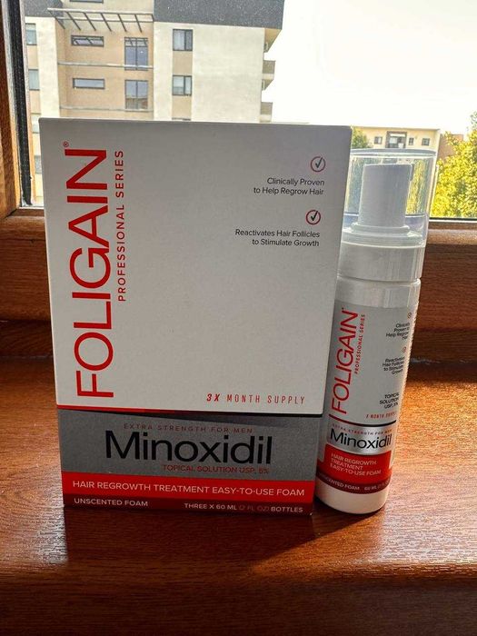 FOLIGAIN Spumă pentru regenerarea părului cu Minoxidil 5% pentru bărbați