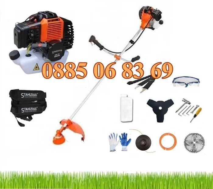 Четиритактов бензинов тример 74 куб., моторна косачка за трева + самар