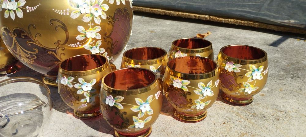 Чехословашки пунш от 24К злато (Czechoslovakian Bohemia Ruby Glass)