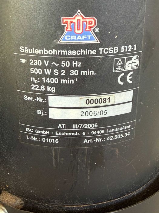 Настолна бормашина TOP CRAFT tcsb 512-1 500W