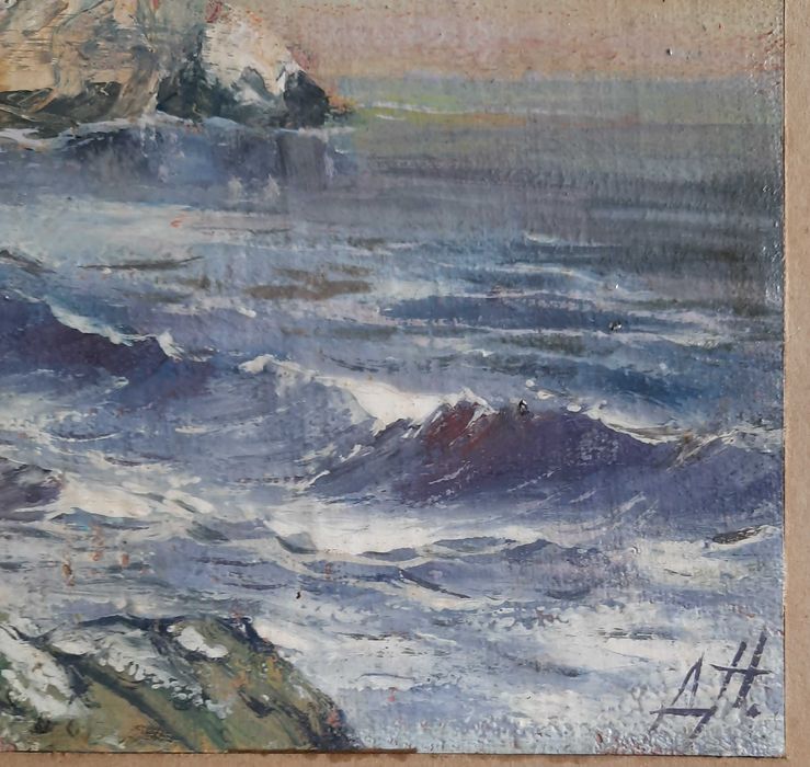 Стара картина Море на худ.Димо Николов1898-1984