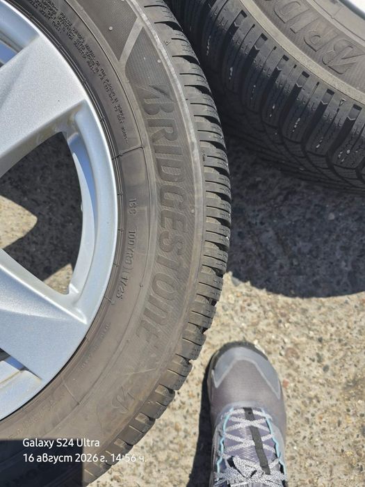 Оригинални лети джанти 16" 5x112 с зимни гуми Bridgestone 215/60/R16 за VW, Audi, Skoda, Seat