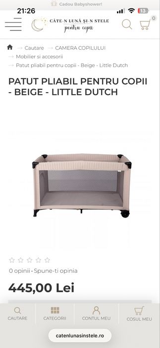 Patut pliabil bebe Little Dutch, cu saltea