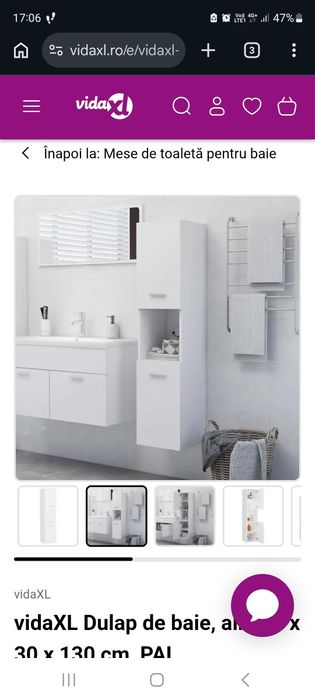 Dulap baie alb VidaXl