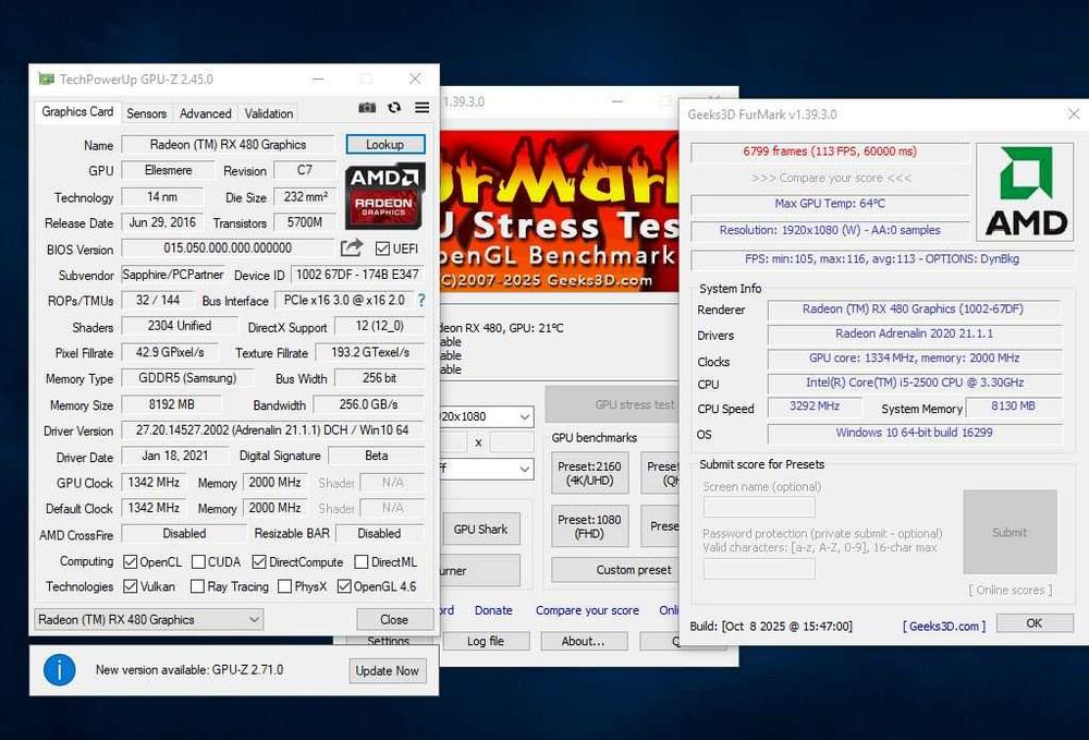 Sapphire rx480 8gb ddr5 256bit