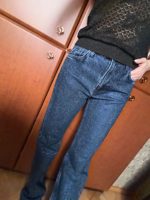 Дънки с кристали ZARA, дънки с камъни