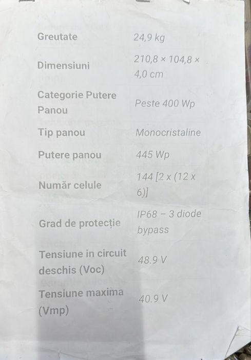 Panou fotovoltaic 450w