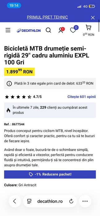Vând bicicleta copii cumpărată din Decathlon