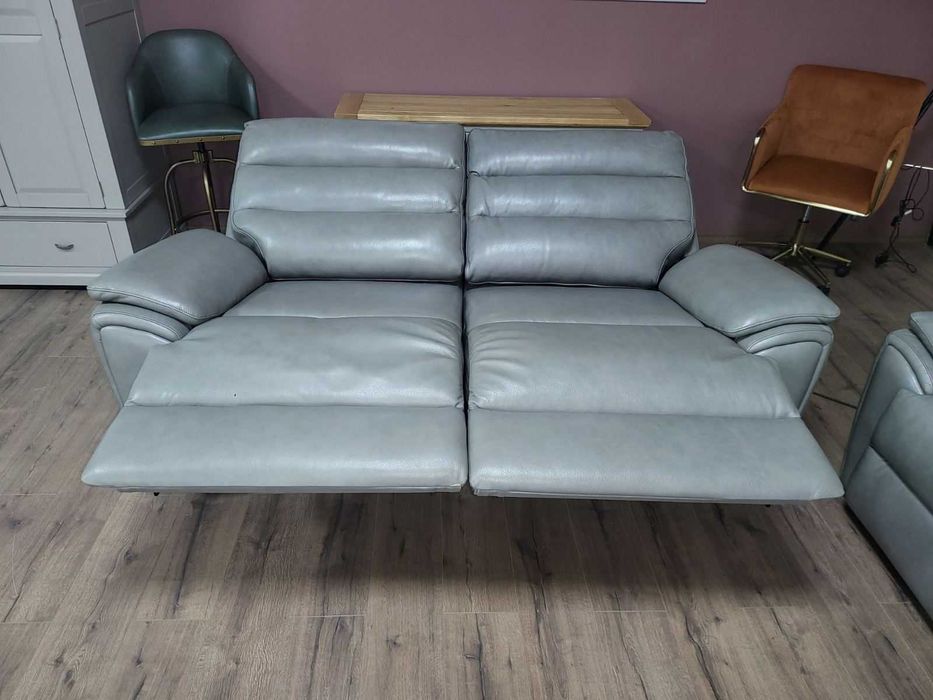 Американски сив кожен комплект тройка и двойка La-z-boy