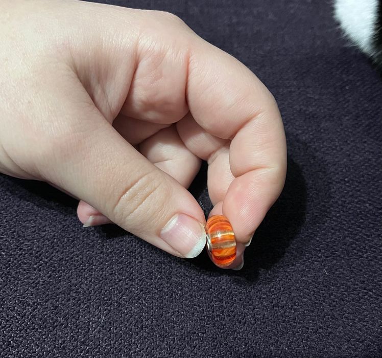 Pandantiv Trollbeads, pentru bratara, sticla murano si argint
