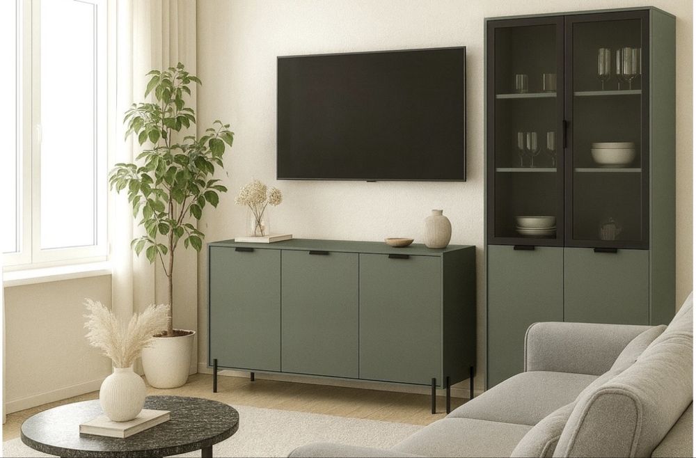 Продам новый шкаф витрина и комод