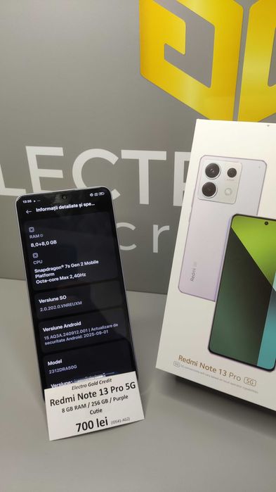 Redmi Note 13 Pro 5G Aurora Purple/8GB RAM/256GB/Cutie/ca NOU! ID541