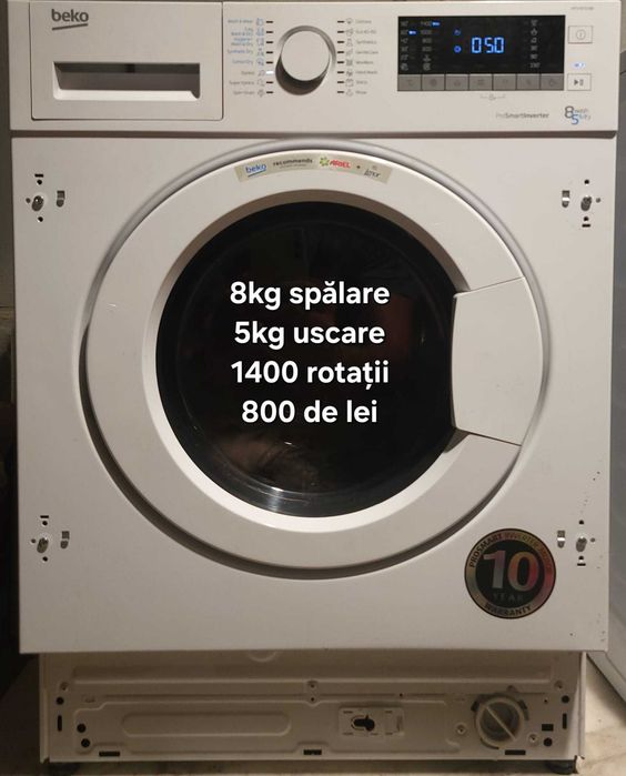 Mașini de spălat rufe (6kg, 7kg, 8kg,9kg,11kg) | Stoarcere 1200-1600 RPM | Prețuri 600 - 1200 Lei