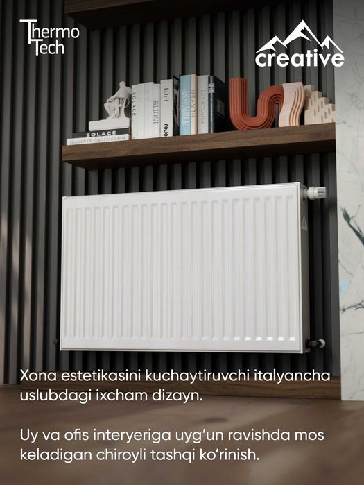 Panel radiator Creative, tip 22, yondan ulanish, 500X800