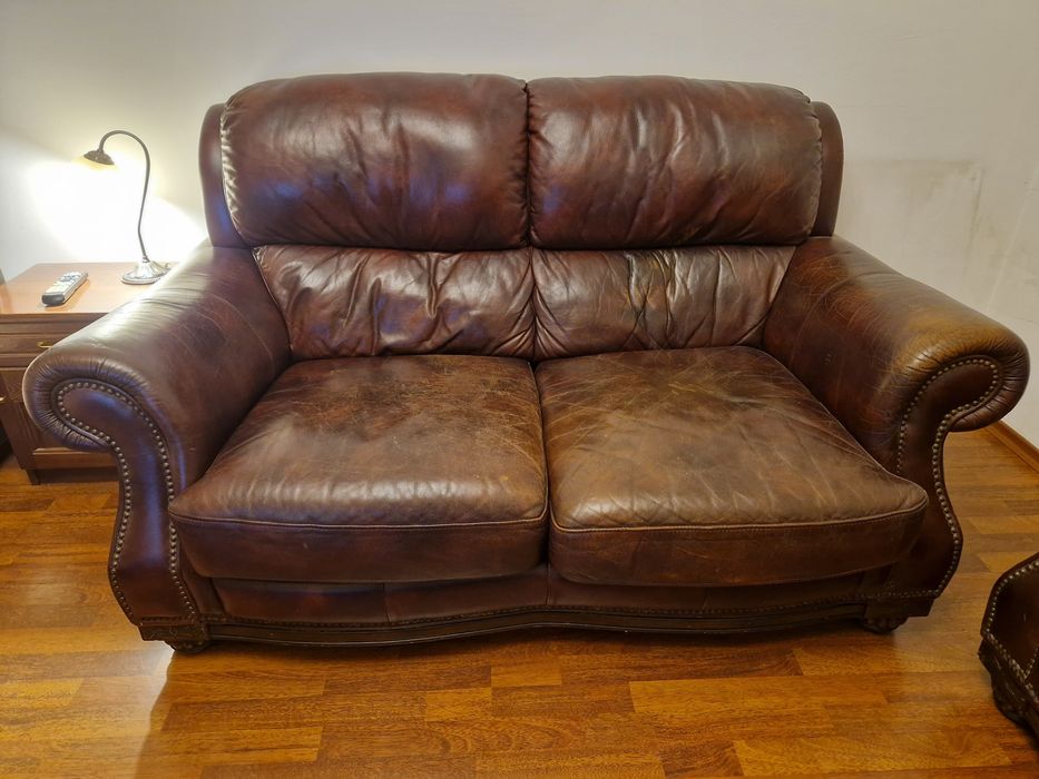 Холна гарнитура от естествена кожа