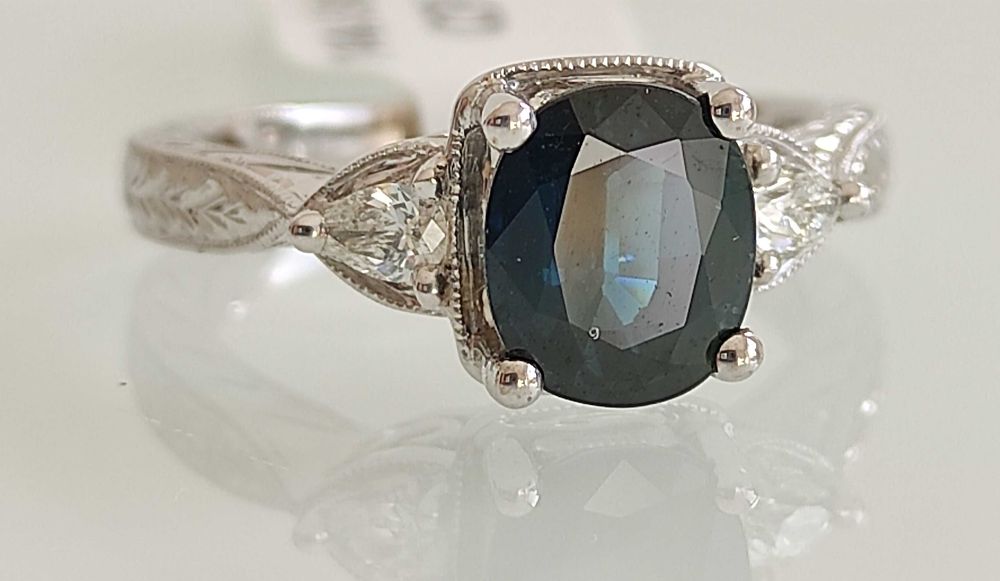Inel 14k diamante naturale si safir 2.57ct