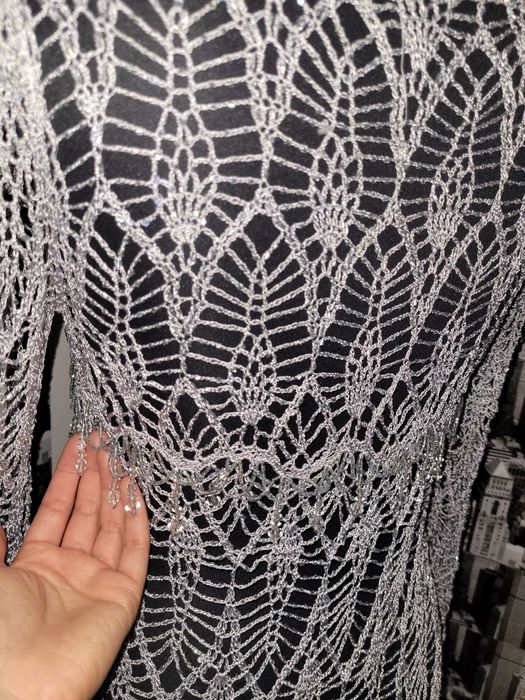 Bluza blazer lucrat manual cu aplicatii, margele