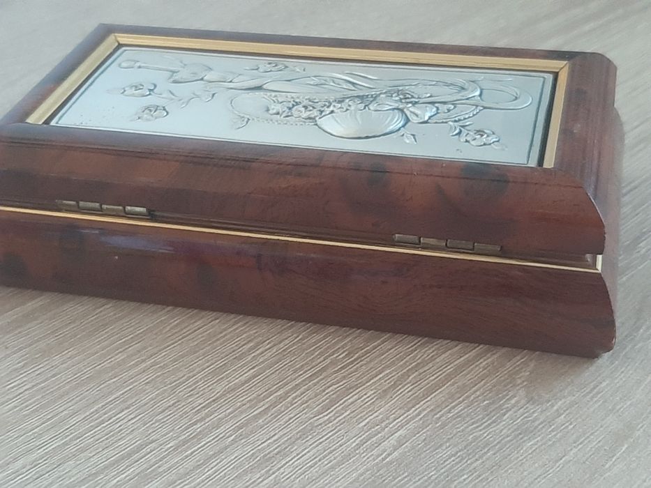 Casetă bijuterii ACCA Italia – Lemn prețios și Argint 925 (Basorelief), Castellani