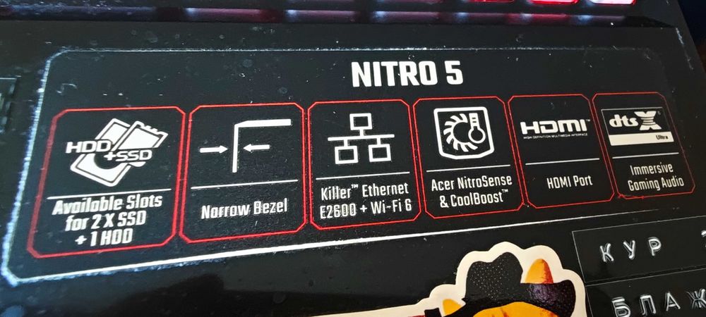 Продавам Acer Nitro AN515-55, i7-10750H, 16GB RAM, GeForce GTX 1660 Ti