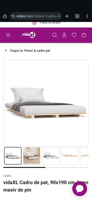 Cadru pat lemn masiv pin 90x190