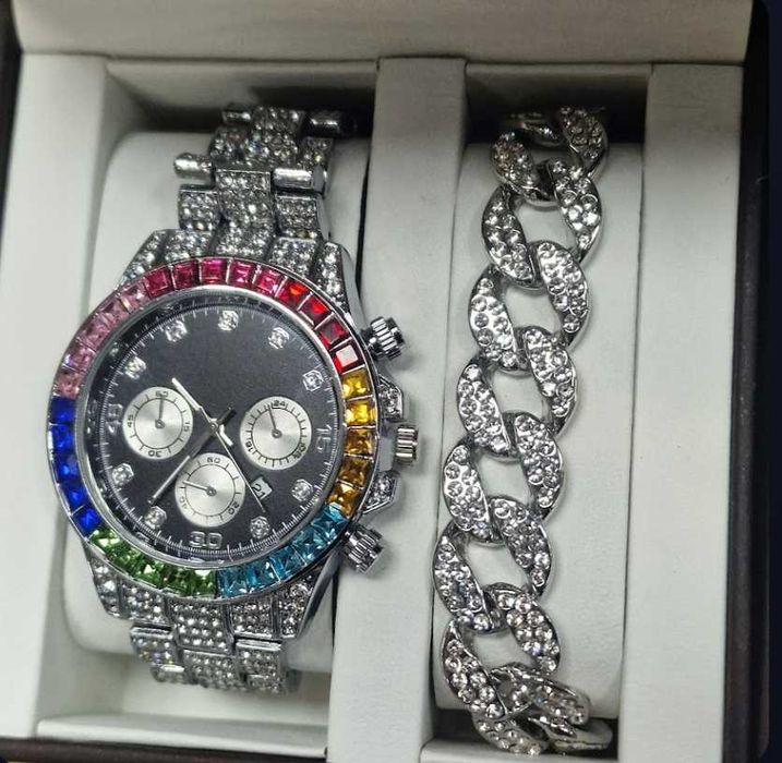 Rainbow Crystal Watch Set  | часовник + гривна с кристали