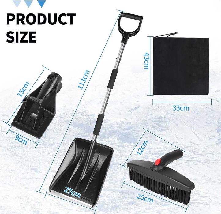 Set 3in1 dezăpezire, racletă gheață, perie zăpadă, lopată