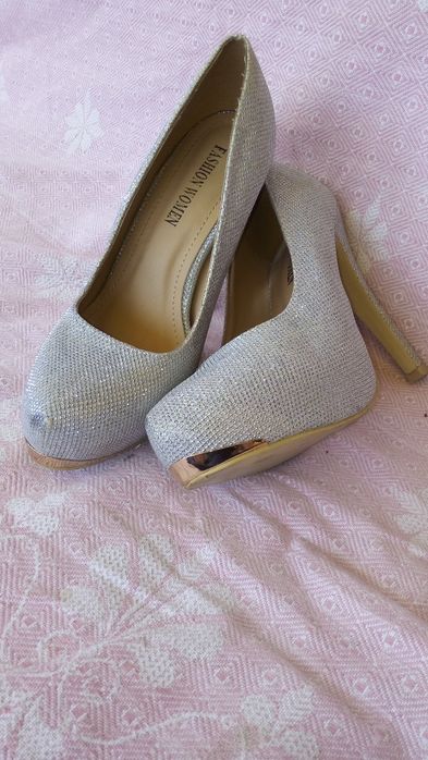 Pantofi platforma,argintii,Nr.37