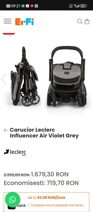 Carucior Leclerc Influencer ca nou