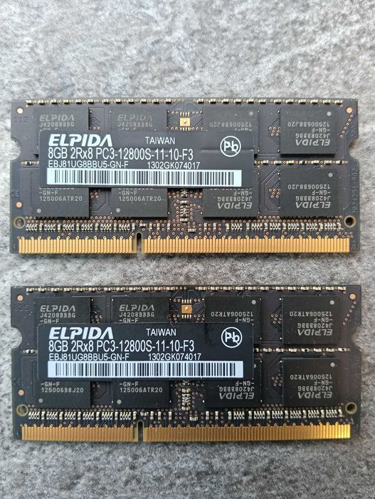 Vand 2x placute RAM Elpida Taiwan DDR3 16 GB pt laptop sau imac