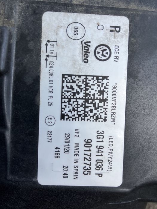 Vw Passat B8 3G1 фар Full LED Face Lift FL Пасат Б8 3Г десен Лед Фейс