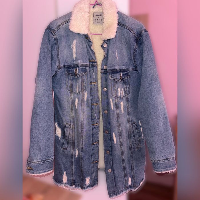 Зимно дънково яке - дълъг модел