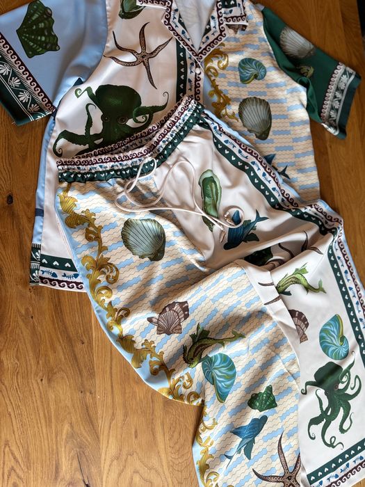 Уникален сет комплект риза панталон сатен