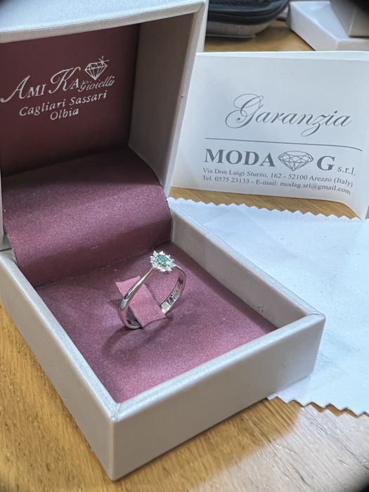 Set colier 5000 lei:  inel nou, aur 18k diamant 0.29+ smerald 0.32 ct