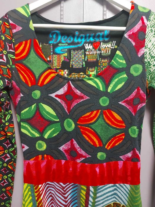 Rochie plină de culoare Desigual,midi, marimea M