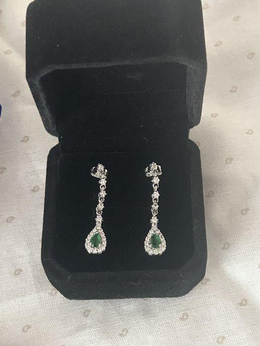 Cercei aur alb 14k