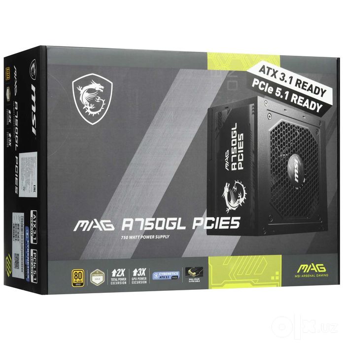 - Блок питания MSI MAG A750GL PCIE5 750W (80 PLUS Gold)