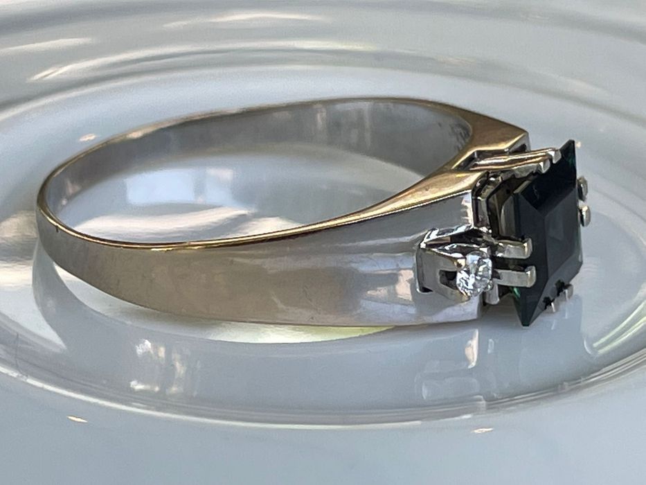 Inel aur 14 k cu safir natural de 1 k și diamante