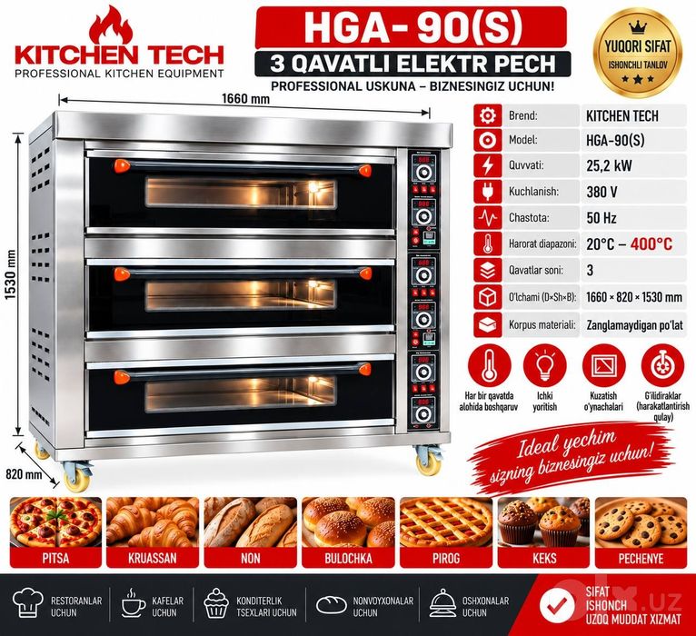 HGA-90(S) — 3 қаватли электр печ