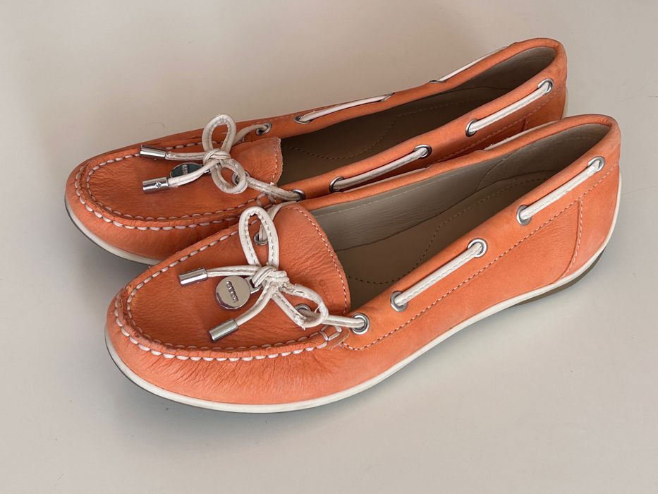 Geox respira елегантни кожени мокасини в разкошен цвят сьомга 36.5/37