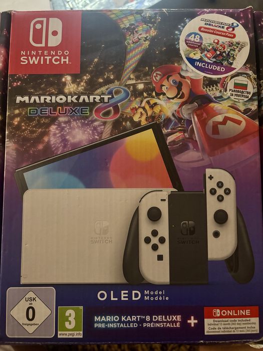 Nintendo Switch OLED white+Mario Kart 8+booster+12м.NSO