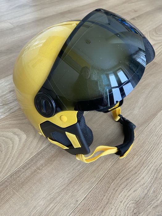 Детска ски каска с маска жълта WEDZE, размер XS 48-52 см