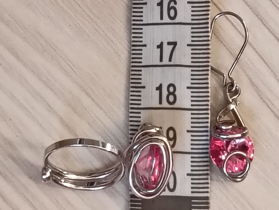 Inel și cercei din argint cu cristale Swarovski