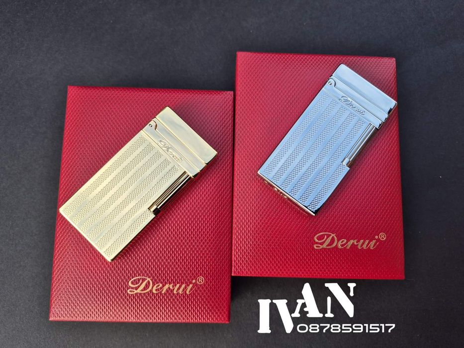 Луксозна газова метална запалка Deruy (два цвята-златиста и  сребриста