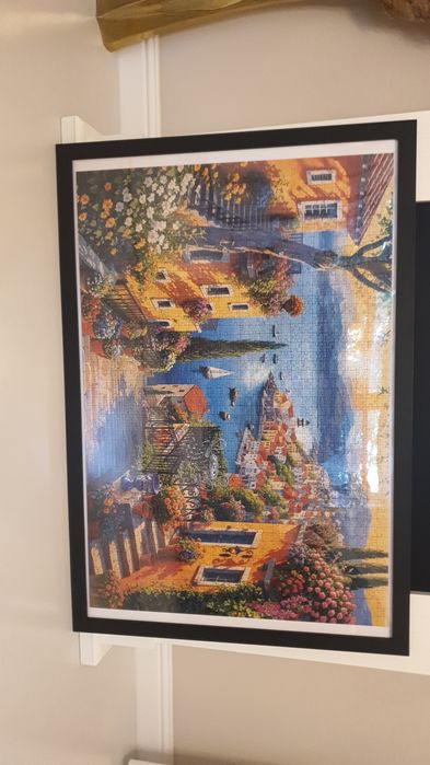 Tablou peisaj mediteranean liniștit din puzzle(85x58cm) cu rama inclusa (90x60cm)
