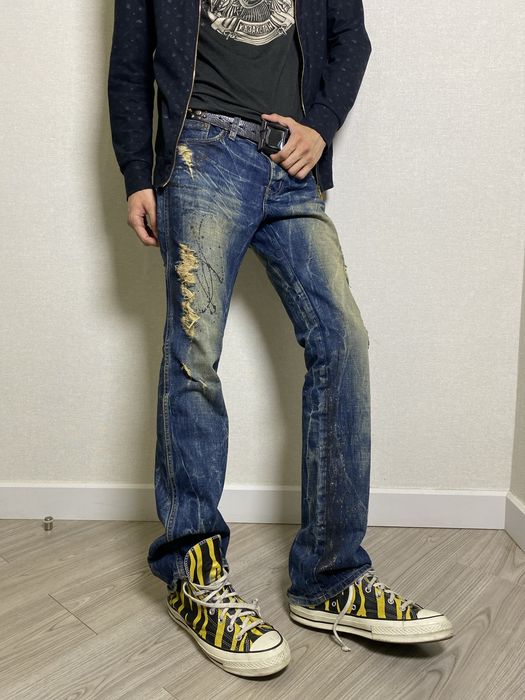 Gostar De Fuga flared distressed painted denim