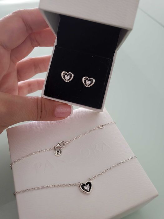 НОВО!Сребърни оригинални обеци и колиета PANDORA ALE S925 ПАНДОРА+Кути