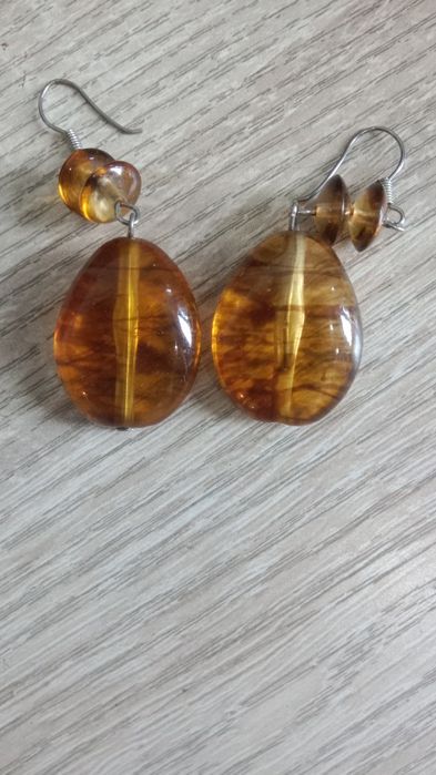 Серьги янтарь медовый СССР