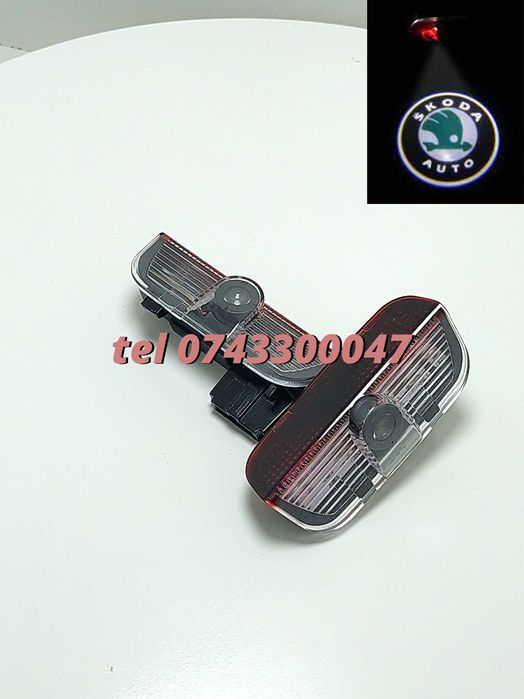 Set 2 Proiectoare Logo Led Pentru Portiere Skoda Superb 2009  2020