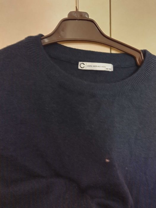 Тъмно син тънък пуловер Cubus, Pure merino wool, мерино, 148/152,