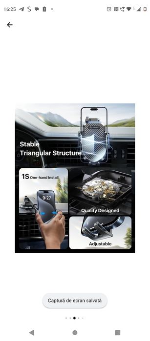 Suport telefon auto Andobil 3în1ventuză  grilă ventilație reglabil 360